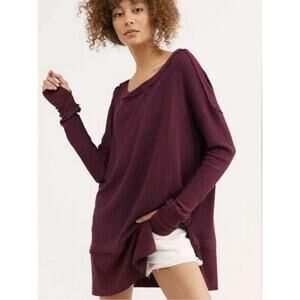 We The Free North Shore Thermal Tunic - XS Fig Sorbet, Waffle Oversized Slouchy